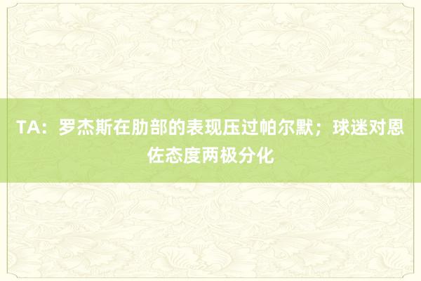 TA：罗杰斯在肋部的表现压过帕尔默；球迷对恩佐态度两极分化