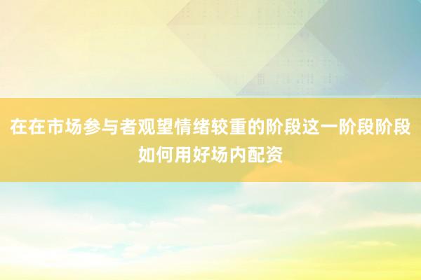在在市场参与者观望情绪较重的阶段这一阶段阶段如何用好场内配资