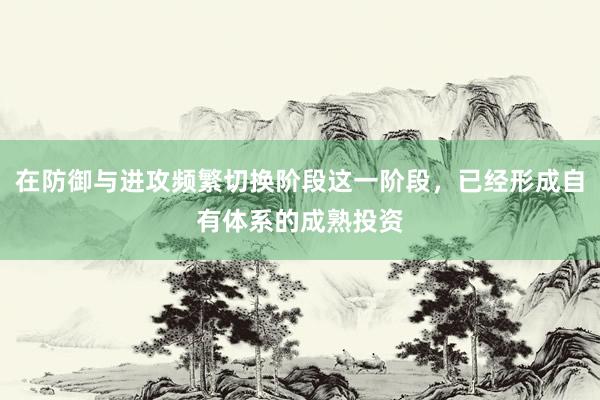 在防御与进攻频繁切换阶段这一阶段，已经形成自有体系的成熟投资