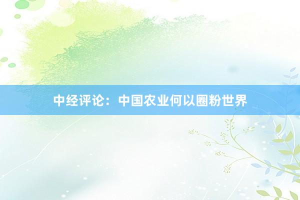 中经评论：中国农业何以圈粉世界