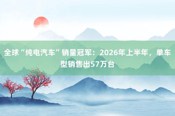 全球“纯电汽车”销量冠军：2026年上半年，单车型销售出57万台