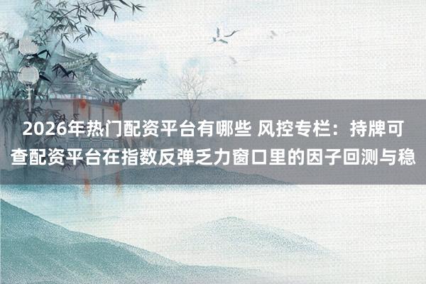 2026年热门配资平台有哪些 风控专栏：持牌可查配资平台在指数反弹乏力窗口里的因子回测与稳