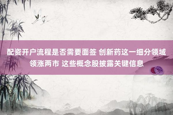 配资开户流程是否需要面签 创新药这一细分领域领涨两市 这些概念股披露关键信息