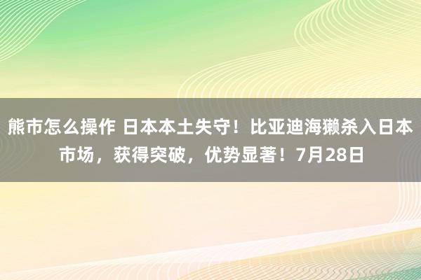 熊市怎么操作 日本本土失守！比亚迪海獭杀入日本市场，获得突破，优势显著！7月28日
