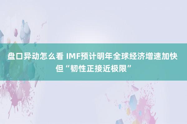 盘口异动怎么看 IMF预计明年全球经济增速加快 但“韧性正接近极限”