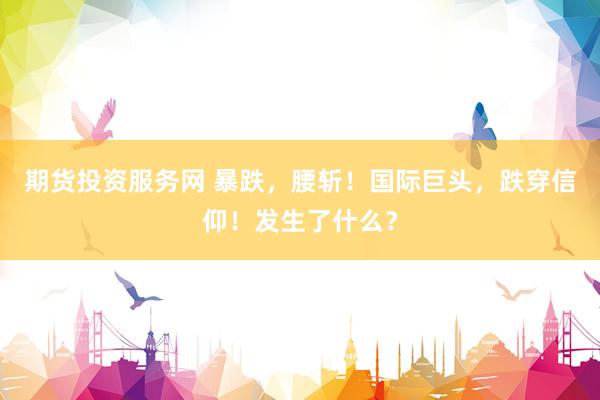 期货投资服务网 暴跌，腰斩！国际巨头，跌穿信仰！发生了什么？
